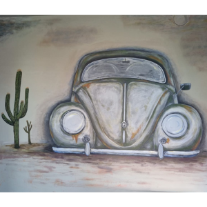 Muurschildering van je auto. Leuk als fan bent van een bepaalde auto.