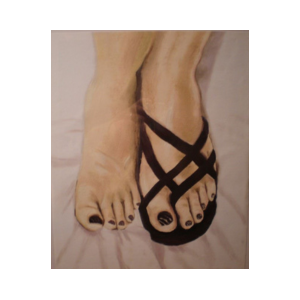 Een schilderij van voeten gemaakt voor een pedicure.