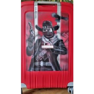Airbrush cowboy op koffer